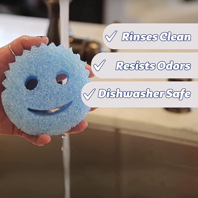 Scrub Daddy Colors Kitchen Sponges, Dish Sponges for Washing Up, Texture Changing Washing Up Sponge, Non Scratch Dish Scrubber, Odour Resistant Bathroom Cleaning Products, Dishwasher Safe, Pack of 2