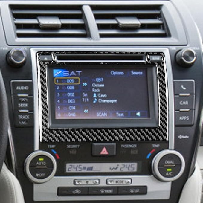 Real Carbon Fiber Trim for Toyota Camry Accessories | for 2012 2013 2014 Dashboard GPS Navigatiion Display Screen Panel Frame Sticker Interior Thick Overlay Decal