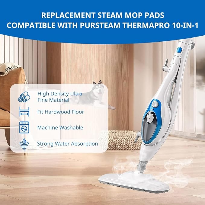 LINNIW 6 Pack Replacement Steam Mop Pads Compatible for PurSteam ThermaPro 10-in-1