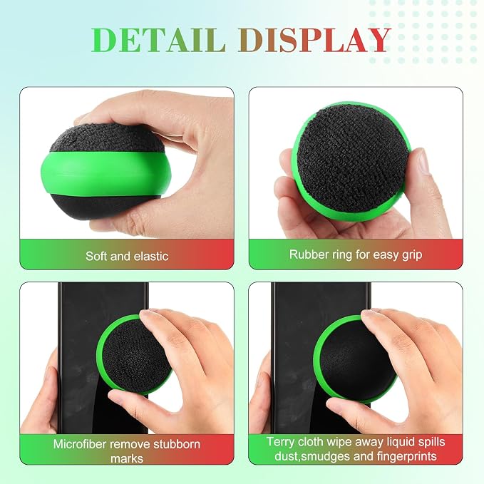 Suclain 4 Pack Screen Cleaner Balls Car Phone Screen Cleaning Cleaner Ball Microfiber Touch Cleaning Ball for Easter Computer Laptop Phone Monitor(Red, Blue, Yellow,Green)