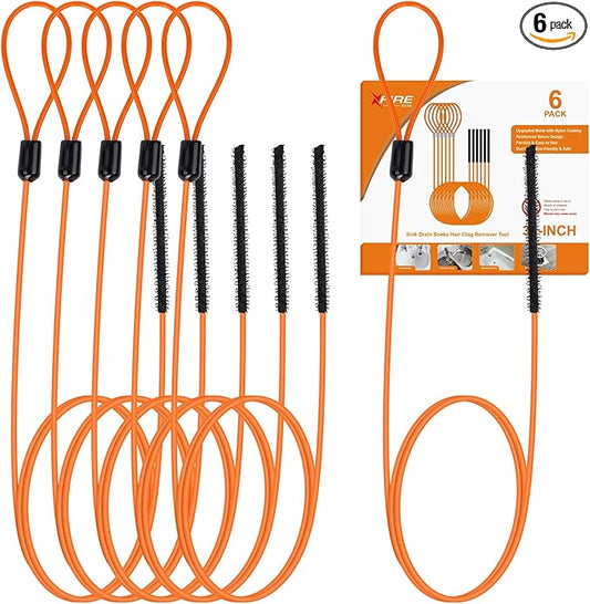 32 Inch Anti-break Metal Drain Snake, Hair Clog Remover, Cleaner Tool | Nylon Coating Sink Snake Drain Cleaner Hair Catcher Remover for Shower Bathroom Sink Tub