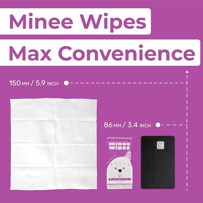 Impossibly Compact Travel Wipes - 99.5% Water - Safe for Sensitive Skin, Resealable, Thick & Durable - For Adults & Kids - Lavander, 10 Pack Total 60 Wipes