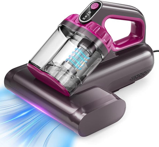 BYHUME Mattress Vacuum Cleaner, 17Kpa 650W Bed Vacuum Cleaner, 273nm UV-C Light & Ultrasonic 145°F Heating, 80000 RPM/Min Brushroll Rotation, Wide Suction Port for Pillows Cribs Sofa, Black Corded