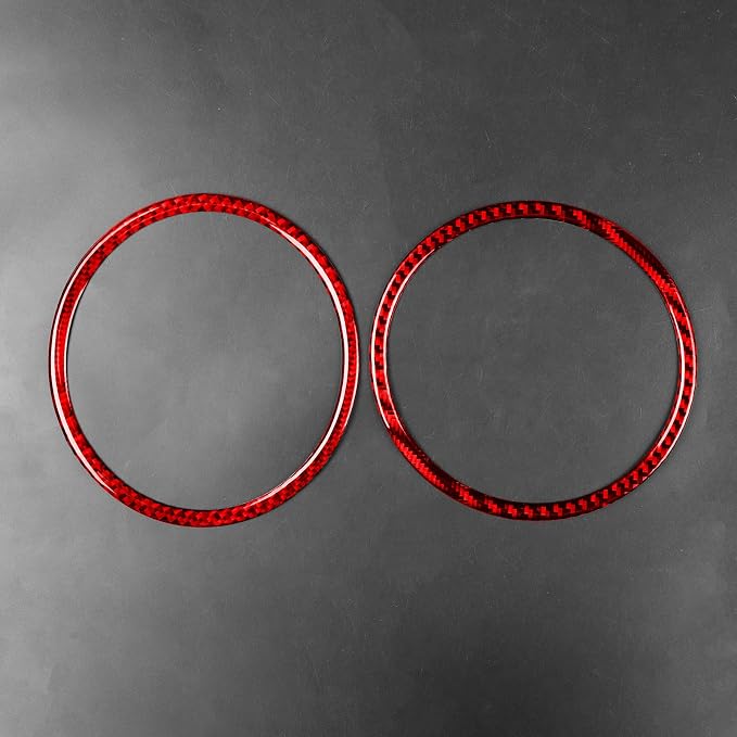 Red Real Carbon Fiber Trim for Nissan Rogue Accessories | for 2014-2020 / Rogue Sport 2017-2022 Door Inner Horn Ring Sticker Interior Thick Overlay Decal