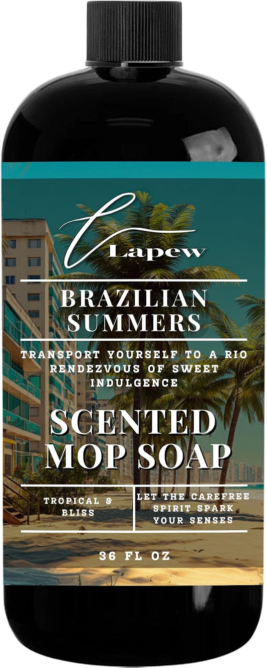 Lapew Brazilian Summers Scented Mop Soap - Brazilian Waves Luxury Floor Cleaner Concentrate for Mopping Tile, Laminate, Vinyl & Hardwood | Streak-Free, Low-Foam | 36 oz