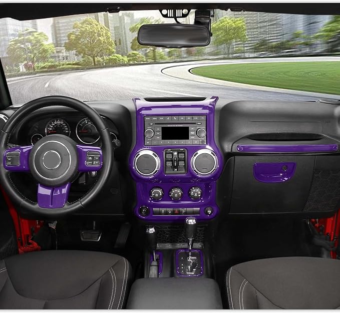 RT-TCZ for Jeep JK Interior Trim Kit Purple, JKU Center Console Dashboard Panel Trim Cover for Jeep Wrangler JK JKU 2011-2017 Purple Interior Accessories 10pcs
