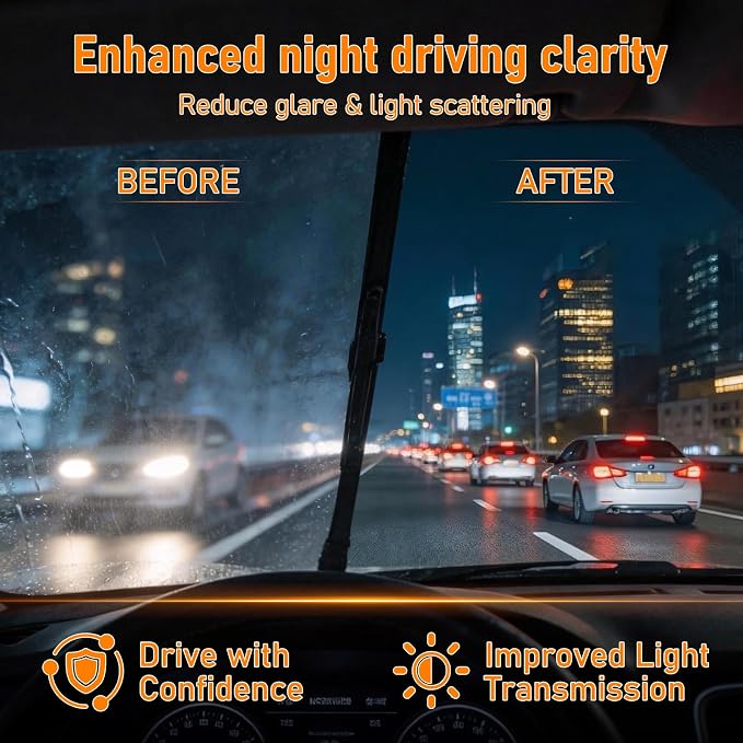 Glass Emulsion Cleaner, Car Oil Film Remover, Windshield Oil Film Remover for Car Windows, Auto Glass Cleaner, Improves Windshield Clarity for Safe Driving, Crystal Clear View(1PCS)