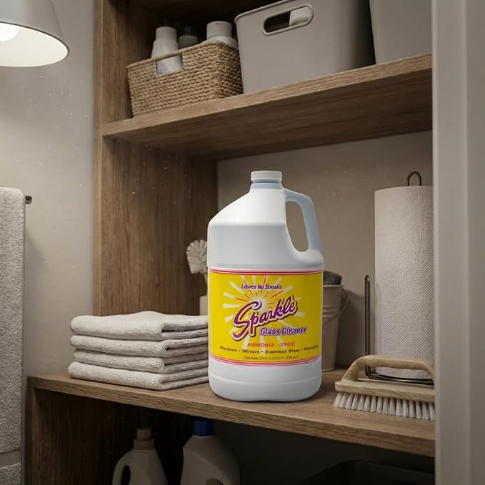 Sparkle Glass Cleaner Refill 1 Gallon (128 Fl Oz) – Ammonia-Free Heavy Duty Streak-Free Formula for Windows, Mirrors & Glass (Pack of 1)