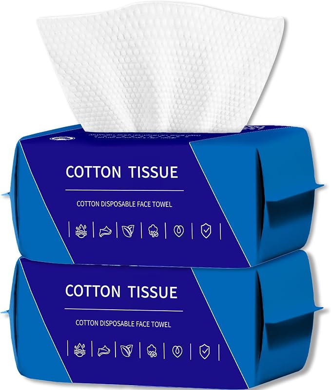100 Count Face Towels Disposable (2 Pack) | Ultra Thick & Lint-Free disposable washcloths, Ideal for Sensitive Skin, Daily Skincare & Makeup Removal
