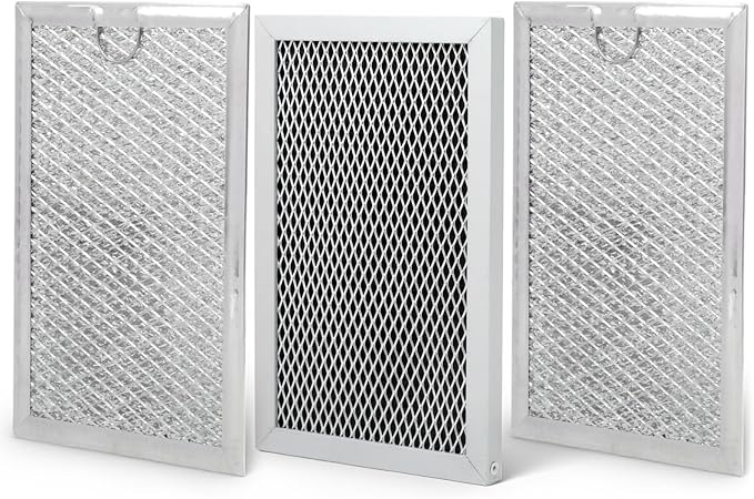 Microwave Grease and Charcoal Filter Set Compatible with GE JVM3160DF8BB JVM3160DF8CC JVM3160DF8WW JVM3160RF8SS JVM1540SM1SS JVM1540SM2SS Microwave Maintenance Kit, Set of 3