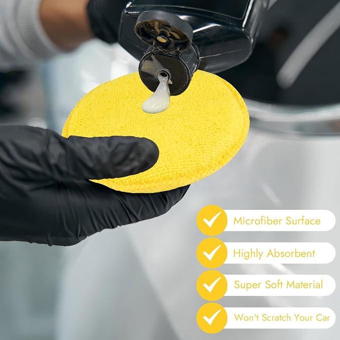 10 Pack Wax Applicator Pads Microfiber with Finger Pocket for Car Wax | Foam applicator pad with finger pocket, Scratch-free waxing for cars & household, Machine washable & reusable