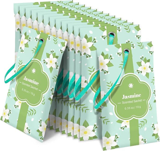 STRN Scented Sachets for Drawer and Closet, Jasmine Scent 14 Pack for Home | Long-Lasting Sachets, Small Space Air Freshener for Wardrobes