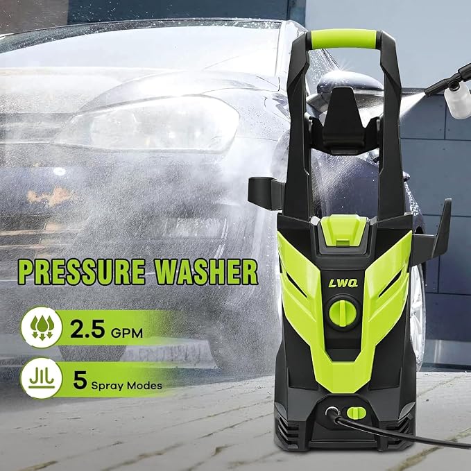 Pressure Washer, Portable Power Washer, 4 Quick Connect Nozzles, High Pressure Cleaning Machine for Car Fence Driveway Patio Washing and More(Light Green)
