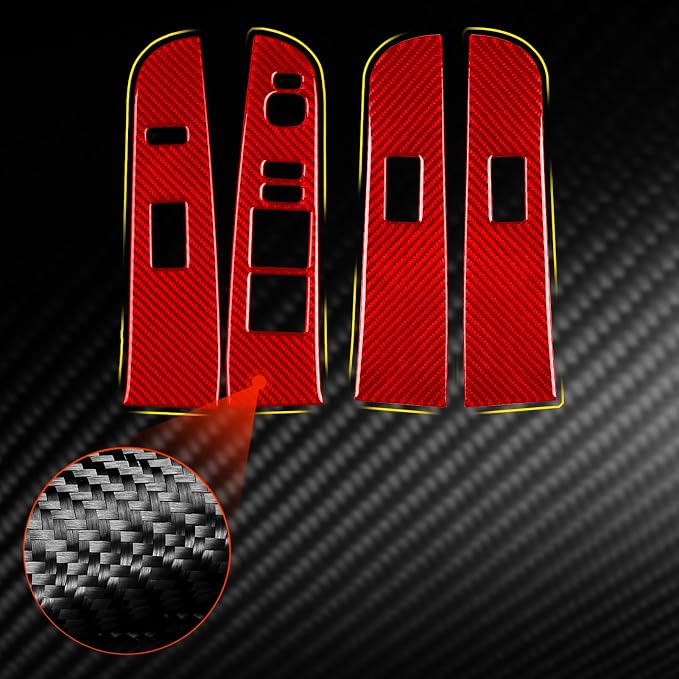 Real Carbon Fiber Trim for Toyota Camry Accessories | for 2012 2013 2014 Door Glass Lifting Control Panel Window Switch Panel Interior Thick Overlay Decal 4PCs