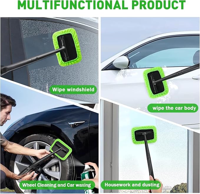 Xindell Interior Windshield Cleaner Tool – Inside Car Window Cleaning Kit with 22“ Detachable Handle, Interior Windshield Squeegee for Clear Vision, Auto Detailing Kit for Car, Home & Outdoor Windows