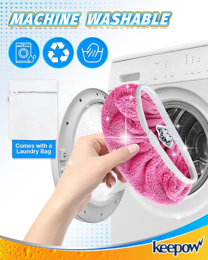 KEEPOW Reusable Microfiber Mop Pads Compatible with Swiffer Sweeper, 6 Pack Pink | Washable Wet & Dry Replacement Refills for Hardwood, Tile, Vinyl & Laminate Floors, Slip-On Cleaning Pads