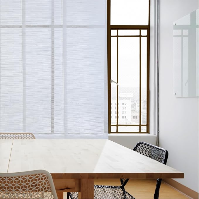 Replacement Fabric Panels for Sliding Glass Door (4-Pack, 23"x96"), Fabric Only, Natural Woven Blind Slats, Trimmable, Sheer, Track & Bottom Rail Not Included,Beach White