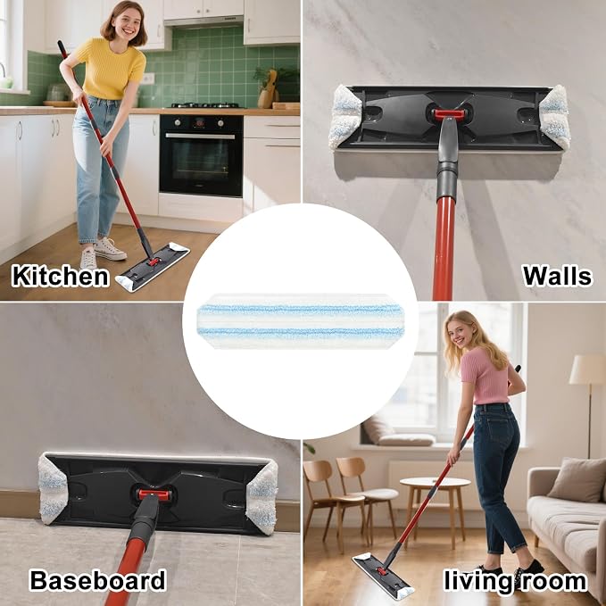8 Pack Mop Pads Replacements Compatible with O Cedar H2prO Flat Mop System Microfiber Mop Refills for O Cedar H2pro Flat Mop,Washable & Reusable Mop Heads Replacement for Ocedar H2Pro Mop Floor Clean