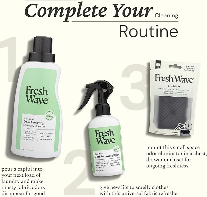 Fresh Wave Original Room and Fabric Air Freshener Spray, 2-Pk, 8 oz | Plant-based formula, Pet-safe and people-safe, Fabric and room deodorizer , For upholstery, carpets, shoes, and pet bedding