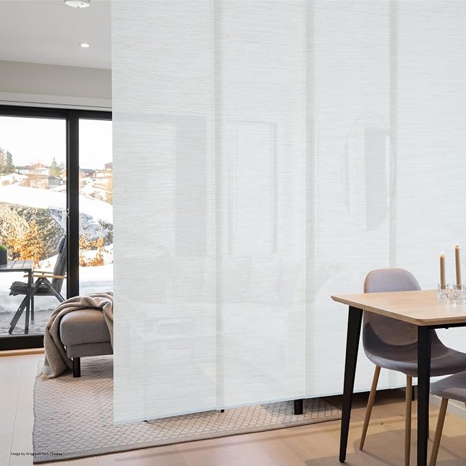 Replacement Fabric Panels for Sliding Glass Door (4-Pack, 23"x96"), Fabric Only, Natural Woven Blind Slats, Trimmable, Sheer, Track & Bottom Rail Not Included,Beige Cream
