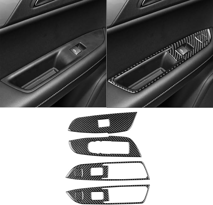 Carbon Fiber Door Window Switch Fit for Chevrolet Blazer 2019-2025 | for L/LT/RS/Premier | Door Window Switch Control Panel Stickers | Accessories | Anti-scratch | Self-adhesive