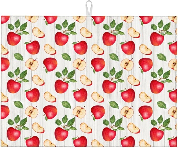 Apple Orchard Wood Grain Dish Drying Mat For Kitchen Counter, Super Absorbent Microfiber Dish Drying Pad, Kitchen Gadgets For Easy Clean Multi-Use Large 18"x24"