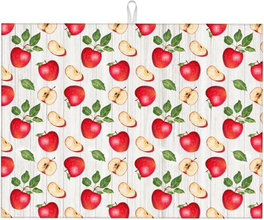 Apple Orchard Wood Grain Dish Drying Mat For Kitchen Counter, Super Absorbent Microfiber Dish Drying Pad, Kitchen Gadgets For Easy Clean Multi-Use Large 18"x24"