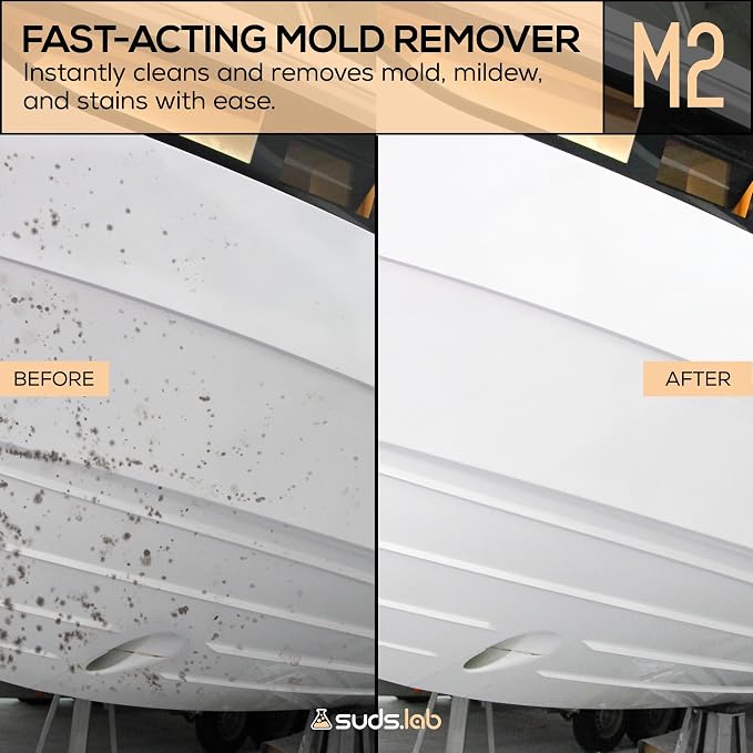 Suds Lab Marine Mildew-Stain Remover, Instantly Removes Mold Stains and Mildew Stains, Sodium Hypochlorite Formula, Less Abrasive, Easy to Use