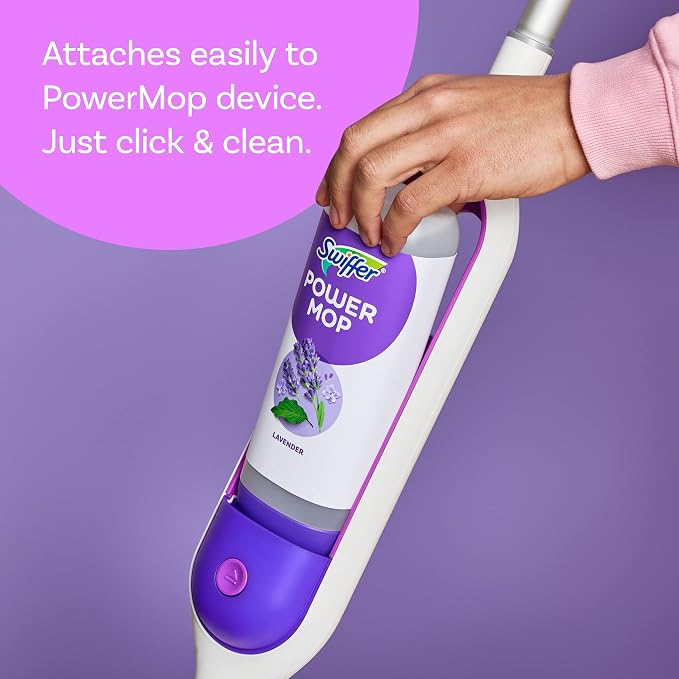 Swiffer Power Mop Refill Solution,Floor Cleaner for Mopping Tile,Vinyl,Laminate,Wood in Home,Bathroom,Kitchen, Multipurpose-Surface Solution for Floor Cleaning, Lavender Scent, 25.35 oz (Pack of 10)