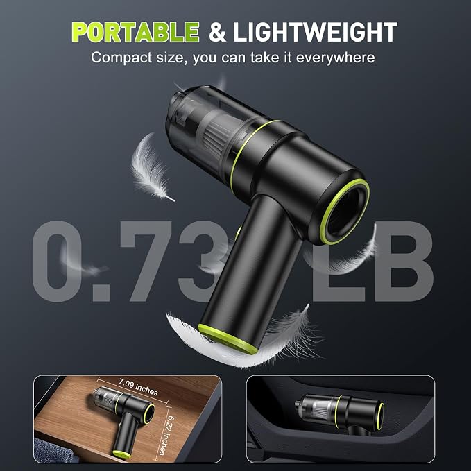KMM Handheld Car Vacuum Cleaner, 9000PA Vacuum & Air Duster | 120W High Power, Portable Cordless, Rechargeable, Multi-Nozzles & LED Light for Home, Car, Office