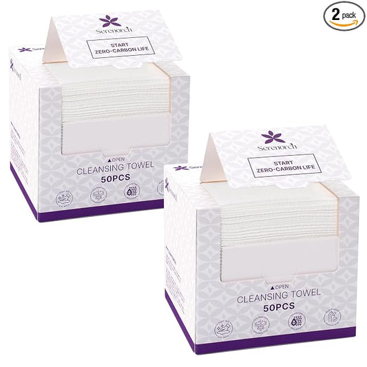 Disposable Face Towels XL, 100 Count | 10" x 12" Ultra Thick Facial Cleansing Cloths, Soft Dry Wipes for Sensitive Skin, Lint-Free Makeup Remover Towelettes