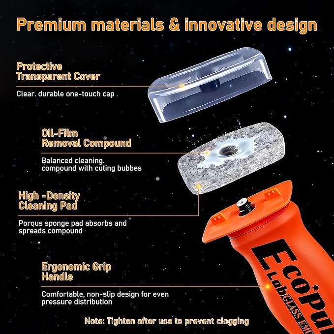 Glass Emulsion Cleaner, Car Oil Film Remover, Windshield Oil Film Remover for Car Windows, Auto Glass Cleaner, Improves Windshield Clarity for Safe Driving, Crystal Clear View(1PCS)