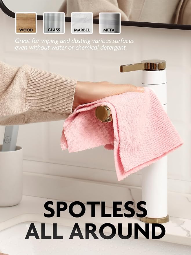 Fantasticlean Microfiber Cleaning Cloth Rolls- 675 Sheets (9 Rolls of Pink) | 12'' by 12'', Super Absorbent, Lint-free, Tear-away Microfiber Towel Roll, for All-Purpose Cleaning
