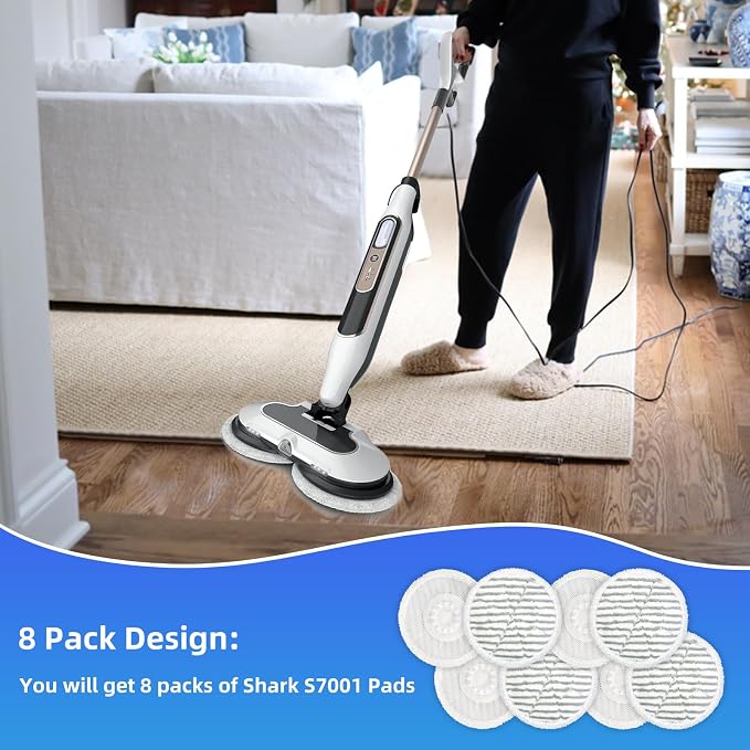 VIEWALL Replacement Steam Mop Pads for Shark S8201 S8000 S8001 S8200 S820 S7001 S7201 S7000 S7005 S7020 S7001 S7020 7001 S7201 7003 Steam Scrub Steam Mop, Dirt Grip Soft Scrub Pads 8 Pack