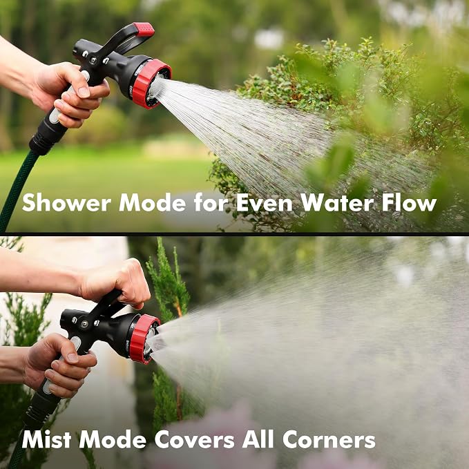 RESTMO Fireman Hose Nozzle Heavy Duty, Garden Hose Spray Nozzle for Outdoor | Lever Handle & Ergonomic Grip, 6 Classic Spray Patterns with Adjustable Flow Control for Watering, Cleaning