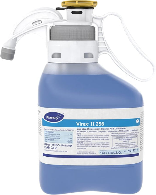 VIREX Diversey II 256 Disinfectant Cleaner SmartDose Conc, 1.4 L | One Step Cleaning, Fast Contact Time, Controls Odors, Cost Efficient 1:256 Dilution, Multi Surface Use