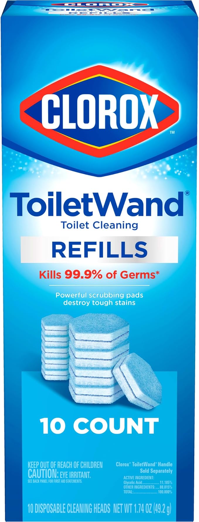 CLOROX ToiletWand Toilet Cleaner Refills,Toilet brush,Original,10 Count (Pack of 6)