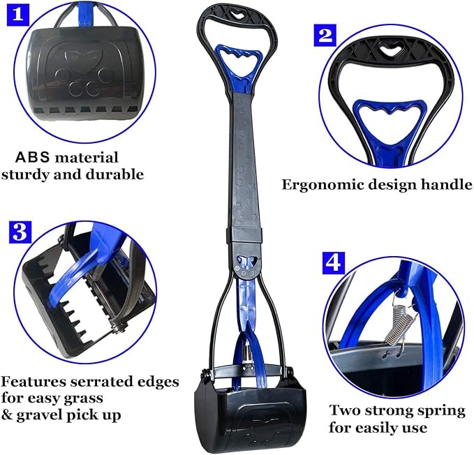 ienjoyed Non-Breakable Pooper Scooper for Large Medium & Small Dogs Heavy Duty, 28“Long Handled Dog Poop Scooper for Grass,Durable Dog Poop Pick Up Tool, Poop Grabber