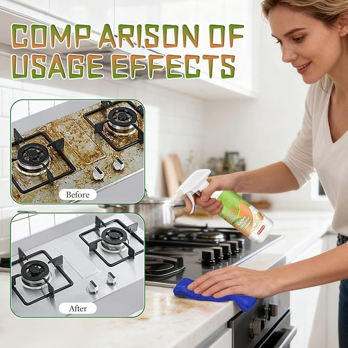 2PCS Kitchen Cleaner Remover Spray,Multifunctional Kitchen Appliance Cleaner,Kitchen Enzyme Cleaner,For Cooktop,Stove,Oven,Microwave & Oil Stains