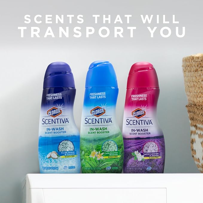 Clorox Scentiva Scent Booster Beads Laundry Freshener, Tuscan Lavender and Jasmine - In-Wash Fragrance Booster for Clothes, Towels, and Linens, Odor Eliminator, Long-Lasting Fresh Scent, 9.7 Oz
