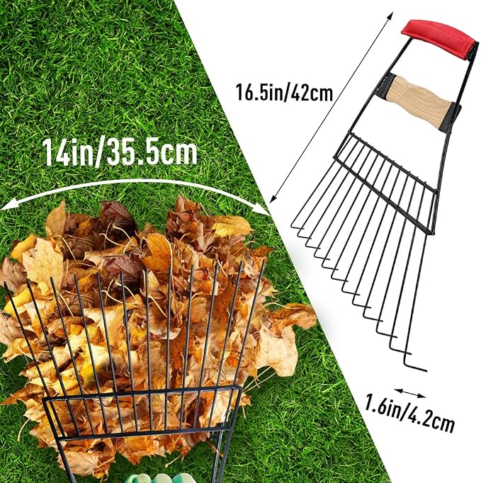 Colwelt Steel Leaf Scoops and Claws, Rugged Leaf Scoop for Lawn and Garden Cleanup, Large Sized Leaf Grabber for Larger Pickup Capabilities(Steel, not Plastic)