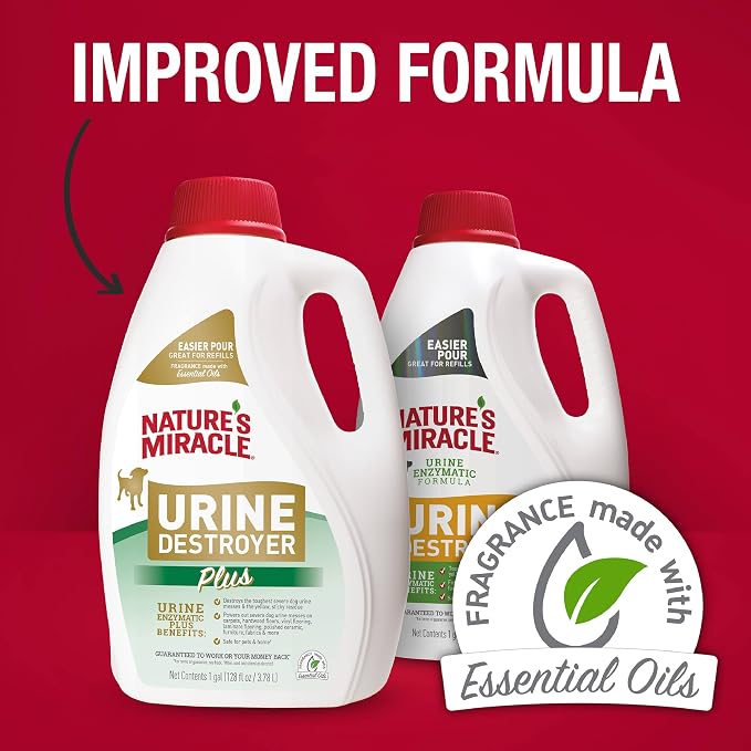 Nature's Miracle Dog Urine Destroyer Plus, Enzymatic Cleaner, 1 gal | Destroys the Toughest Dog Urine Stains, For Use on Multiple Surfaces, Safe For Pets and Home*, Fresh Scent
