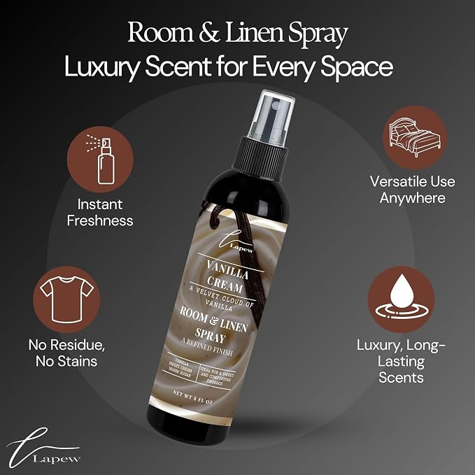 Lapew Room & Linen Spray | Fragrance Mist for Home, Car & Office | Fabric & Air Freshener | Neutralizing Mist | Made in USA | Vanilla Cream