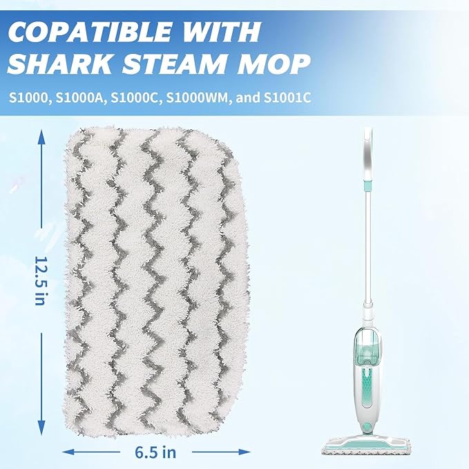 16 Pack Steam Mop Replacement Pads, Microfiber Floor Cleaning Pads Compatible with Shark S1000 Series Steam Mops, Reusable Washable Mop Refills for Hardwood and Tile Floors
