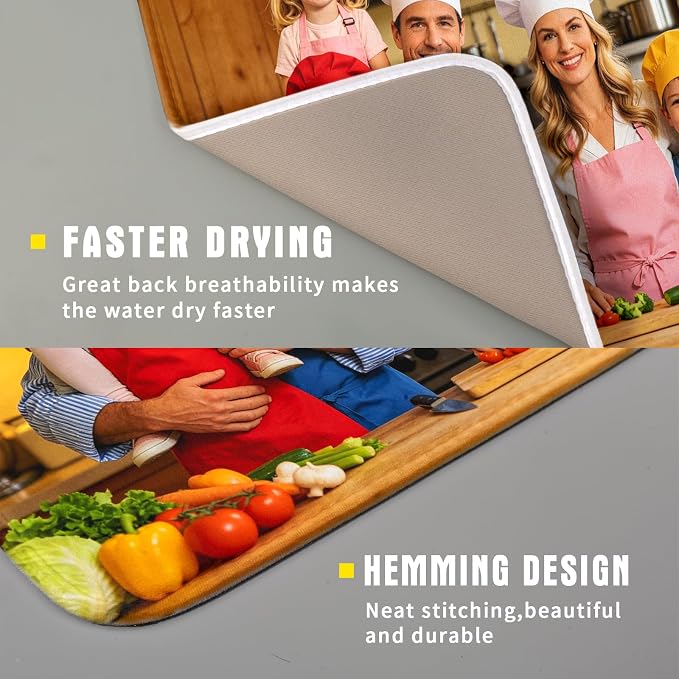 Custom Personalized Dish Drying Mat for Kitchen Counter Customized Dying Pad with Picture Text Home Decor