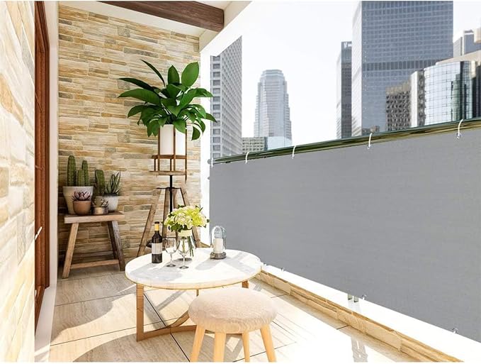 LOVE STORY 3.3' x 19.7' Balcony Privacy Screen Cover for Apartment, Grey | HDPE Fabric, 95% UV Block, Fence Cover for Patio Deck, Railing Screen for Porch, Privacy Protective, Custom Size Available