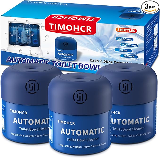 Toilet Bowl Cleaner, Automatic Long Lasting Continuous Toilet Bowl Cleaners, Bathroom Cleaner Prevent Stain Build Up Deep Clean,3 Bottles Septic Safe Toilet Bowl Tablets in Bottle Light Lemon Scent