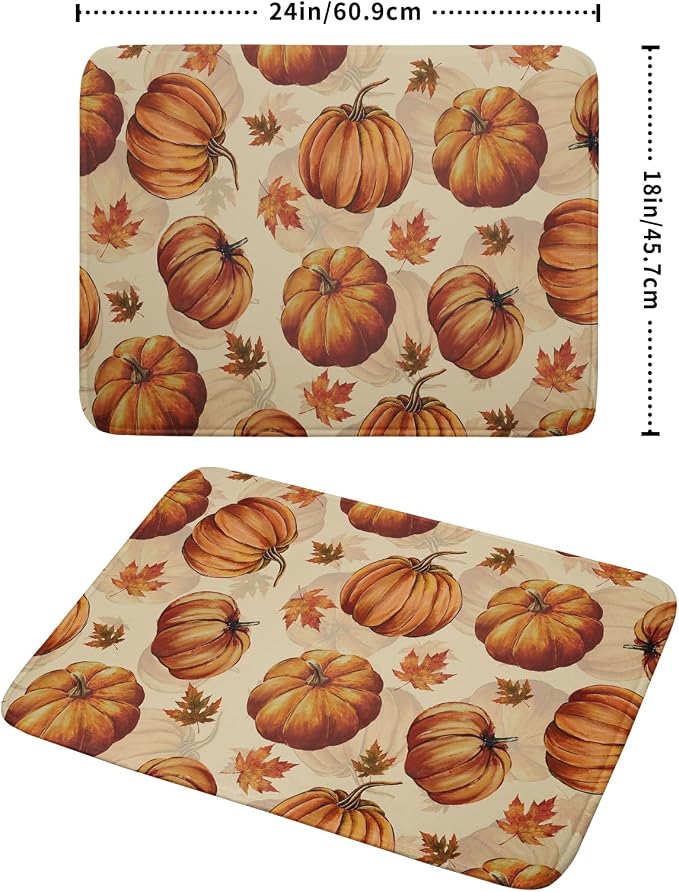 Fall Dish Drying Mat for Kitchen Counter Watercolor Pumpkin Festival Microfiber Absorbent Dish Draining Reusable Washable Foldable Extra Large 18"x24"