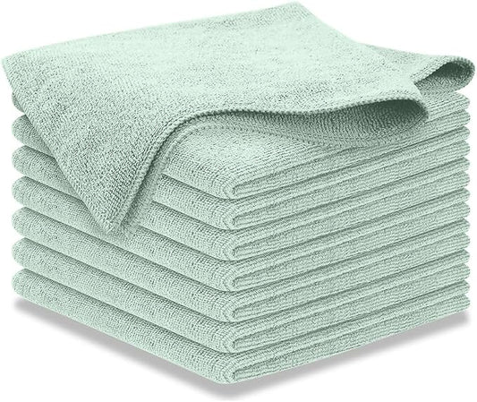 USANOOKS Microfiber Cleaning Cloth - Sea Green - 8Pcs (12.5x12.5 inch) High Performance - 1200 Washes, Ultra Absorbent Car Towel Traps Grime & Liquid for Streak-Free Mirror Shine - car Washing Cloth