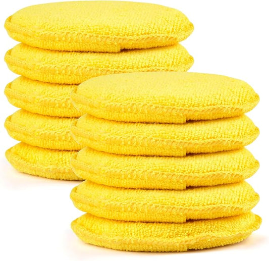 10 Pack Wax Applicator Pads Microfiber with Finger Pocket for Car Wax | Foam applicator pad with finger pocket, Scratch-free waxing for cars & household, Machine washable & reusable